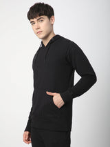 Stitch Hub Black Loop knit Hoodie - Long Sleeve, Regular Fit