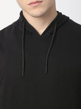 Stitch Hub Black Loop knit Hoodie - Long Sleeve, Regular Fit