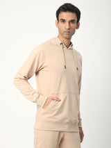 Stitch Hub Beige Loop knit Hoodie - Long Sleeve, Regular Fit