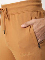 Stitch Hub Tan Loop knit Track Pant for Men