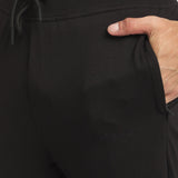 Stitch Hub Black Loop knit Track Pant for Men