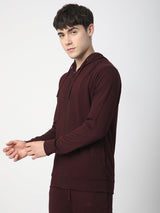 Stitch Hub Wine Loop knit Zipper Hoodie - Long Sleeve, Regular Fit