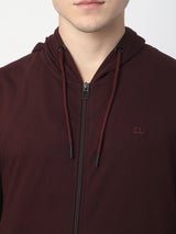 Stitch Hub Wine Loop knit Zipper Hoodie - Long Sleeve, Regular Fit