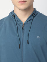 Stitch Hub Denim Loop knit Zipper Hoodie - Long Sleeve, Regular Fit