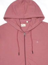 Stitch Hub Rose Pink Loop knit Zipper Hoodie - Long Sleeve, Regular Fit