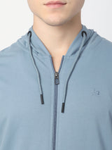 Stitch Hub Blue Loop knit Zipper Hoodie - Long Sleeve, Regular Fit