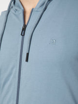 Stitch Hub Blue Loop knit Zipper Hoodie - Long Sleeve, Regular Fit