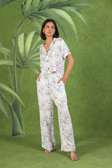 Buy White Blue Grey Modal Half Sleeve Co-ord Set for Women at Senorita Fashions