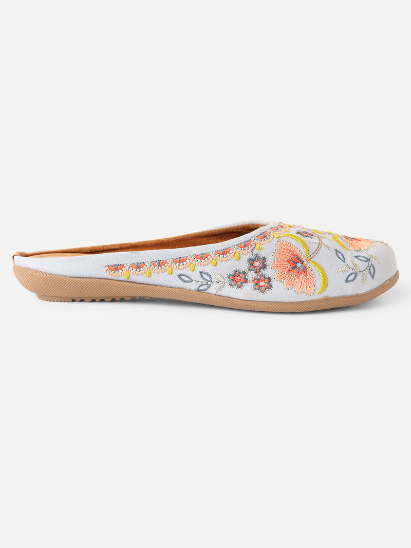 Pairs4U Sky Blue Canvas Upper Flats with Embroidered For Womens