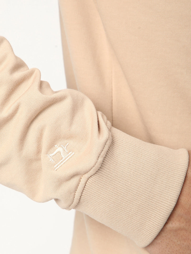 Stitch Hub Beige Loop knit Hoodie - Long Sleeve, Regular Fit