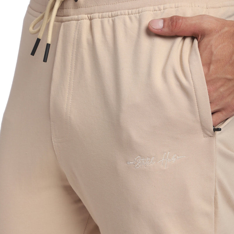 Stitch Hub Beige Loop knit Track Pant for Men