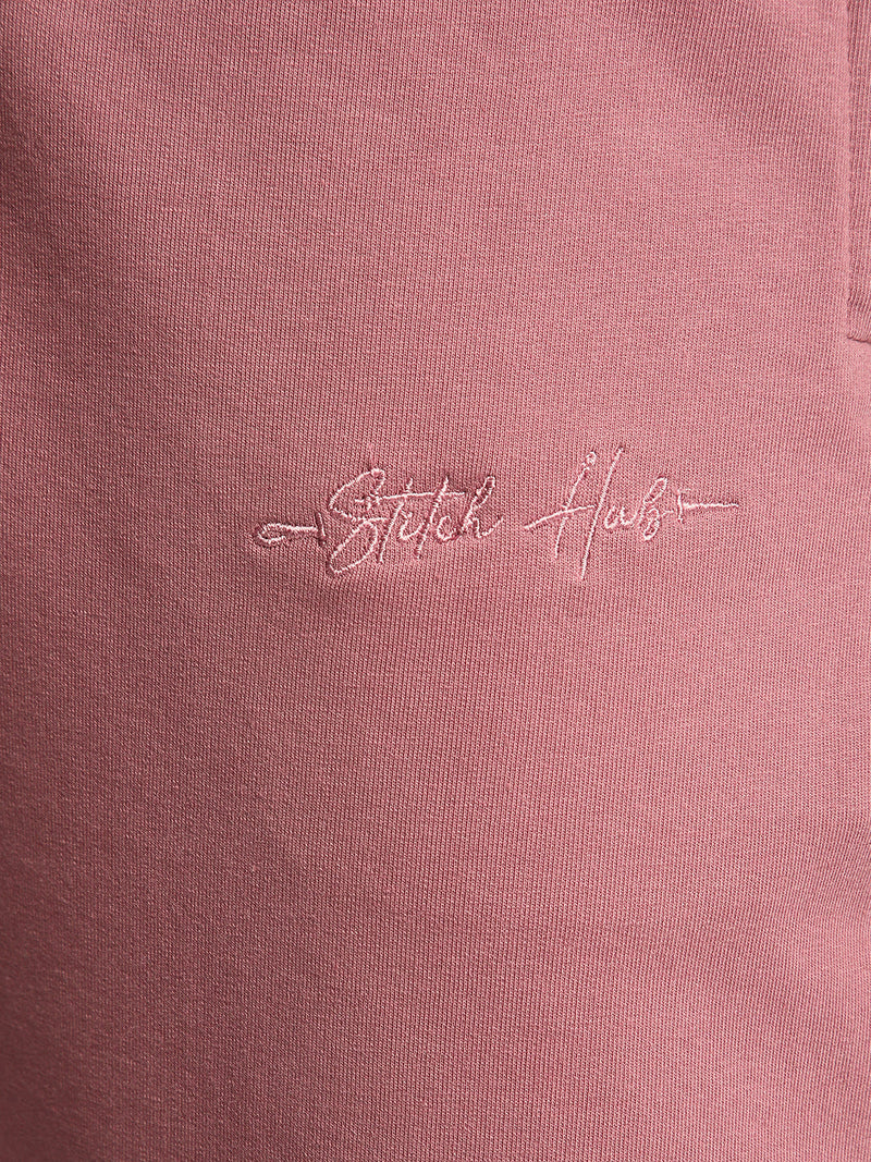 Stitch Hub Rose Pink Loop knit Track Pant for Men