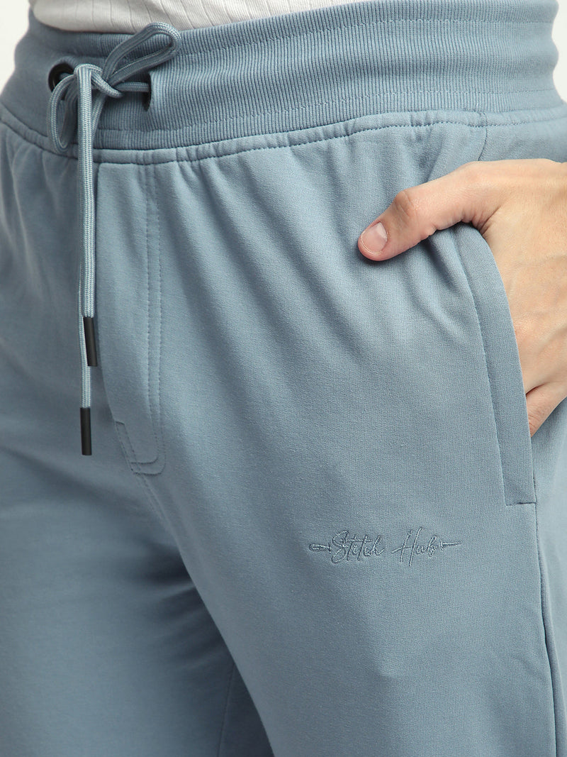 Stitch Hub Blue Loop knit Track Pant for Men