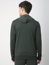 Stitch Hub Olive Loop knit Zipper Hoodie - Long Sleeve, Regular Fit