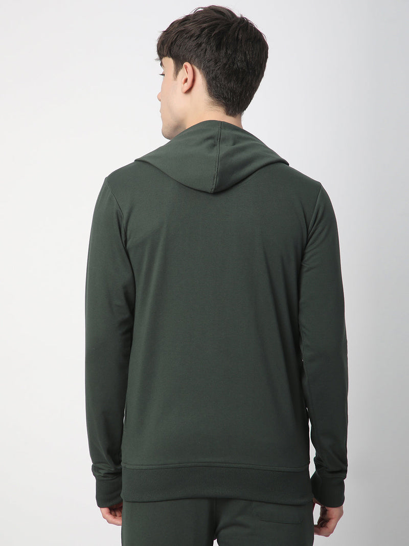Stitch Hub Olive Loop knit Zipper Hoodie - Long Sleeve, Regular Fit
