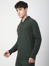 Stitch Hub Olive Loop knit Zipper Hoodie - Long Sleeve, Regular Fit