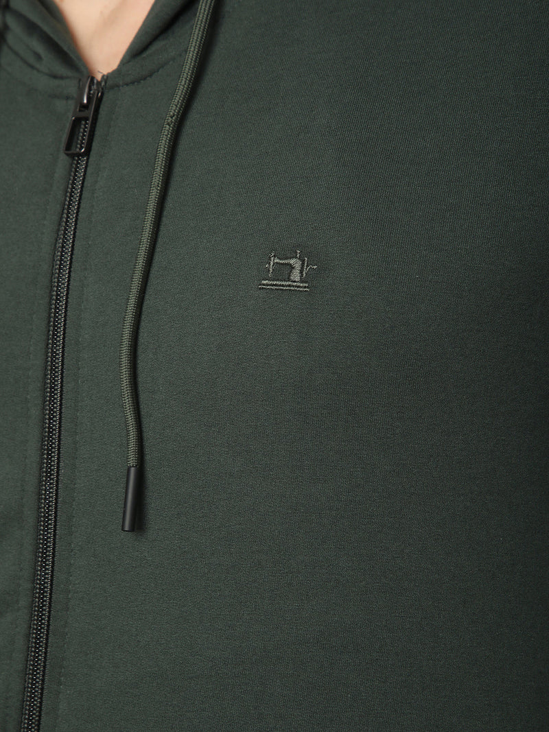 Stitch Hub Olive Loop knit Zipper Hoodie - Long Sleeve, Regular Fit