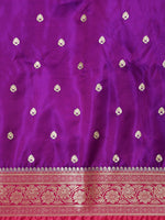 HOUSE OF BEGUM Womens Purple Banarasi Katan Silk Saree With Buti Work With Blouse Piece-7