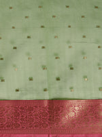HOUSE OF BEGUM Womens Green Chunri Buti Banarasi Saree With Blouse Piece-7