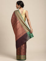 HOUSE OF BEGUM Womens Brown Copper Zari Kanjivaram Silk Saree With Blouse Piece-2