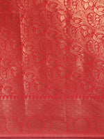 HOUSE OF BEGUM Womens Red Copper Zari Kanjivaram Silk Saree With Blouse Piece-7
