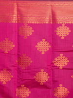 HOUSE OF BEGUM Womens Rani Pink Organza Silk all over Copper Buti Print Saree with Blouse Piece-5
