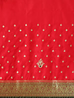 HOUSE OF BEGUM Womens Red Banarasi Katan Silk Saree With Blouse Piece-7