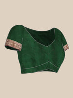 HOUSE OF BEGUM Womens Dark Green Banarasi Katan Silk Saree With Blouse Piece-6