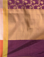 HOUSE OF BEGUM Women's Purple Cotton Woven Saree with Zari Work and Unstitched Printed Blouse-6