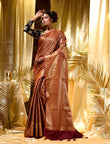 HOUSE OF BEGUM Womens Zari Weaved Maroon Kanjivaram Saree with blouse piece