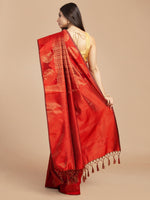 HOUSE OF BEGUM Womens Red Kubera Pattu Silk Saree With Blouse Piece-2
