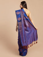 HOUSE OF BEGUM Womens Blue Kubera Pattu Silk Saree With Blouse Piece-2