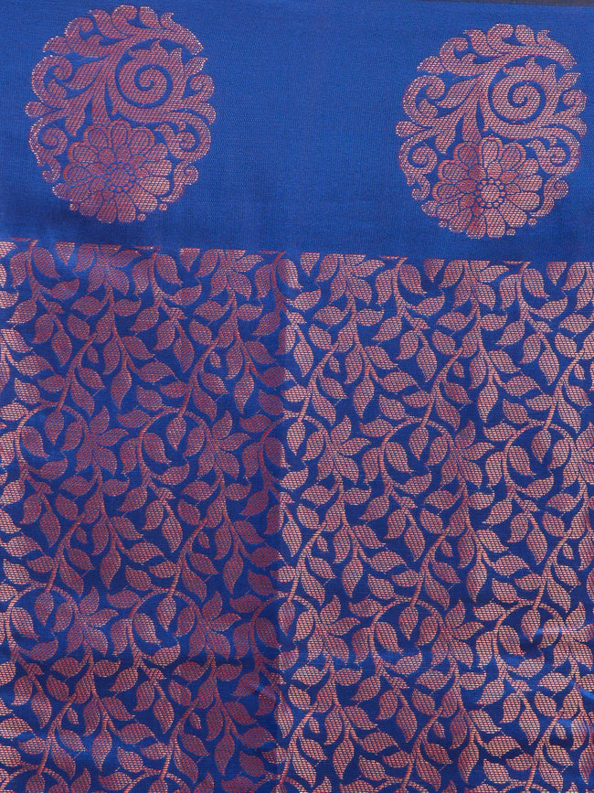 HOUSE OF BEGUM Womens Blue Kubera Pattu Silk Saree With Blouse Piece