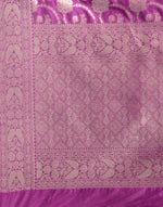 HOUSE OF BEGUM Women's Purple Katan Zari Work Saree with Unstitched Printed Blouse-6