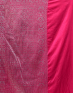 HOUSE OF BEGUM Women's Rani Pink Katan Zari Work Saree with Unstitched Printed Blouse-6