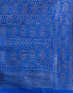 HOUSE OF BEGUM Katan Silk Royal BlueWith Silver Zari Work with Blouse Piece-6