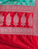 HOUSE OF BEGUM Katan Silk Rama With Silver Zari Work with Blouse Piece-6