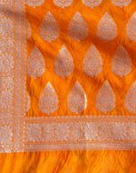 HOUSE OF BEGUM Katan Silk Orange With Brush Paint with Blouse Piece-6