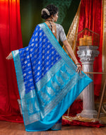 HOUSE OF BEGUM Katan Silk Royal Blue With Silver Zari Work with Blouse Piece-2