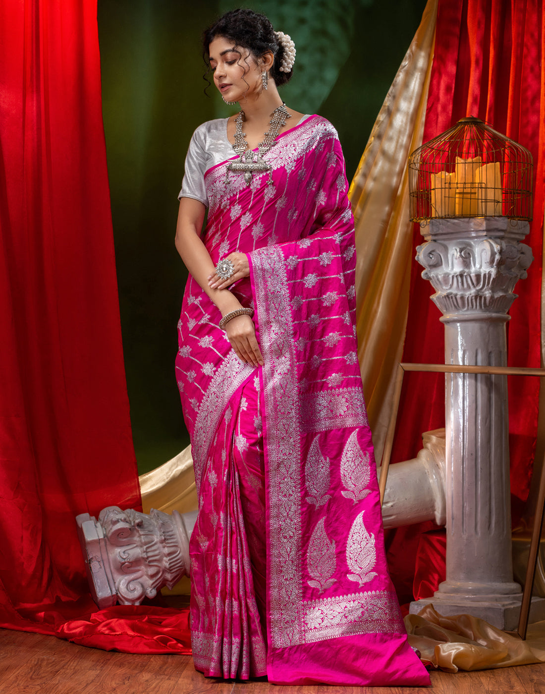 Black handloom cotton saree with silver zari motifs and pallu and pink  edging #saree #blouse #hou… | Bridal blouse designs, Readymade blouse  online shopping, Saree