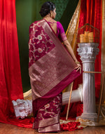 HOUSE OF BEGUM Georgette Saree Wine With Meena Work with Blouse Piece-2