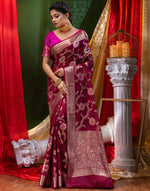 HOUSE OF BEGUM Georgette Saree Wine With Meena Work with Blouse Piece-3