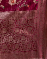 HOUSE OF BEGUM Georgette Saree Wine With Meena Work with Blouse Piece-6
