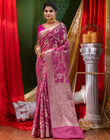 HOUSE OF BEGUM Georgette Saree Megenta With Meena Work with Blouse Piece