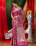 HOUSE OF BEGUM Georgette Saree Megenta With Meena Work with Blouse Piece-4