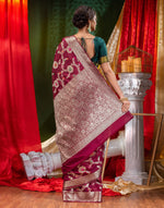 HOUSE OF BEGUM Georgette Saree Wine With Meena Work with Blouse Piece-2