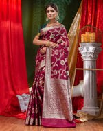 HOUSE OF BEGUM Georgette Saree Wine With Meena Work with Blouse Piece-3