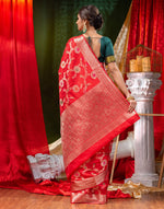 HOUSE OF BEGUM Georgette Saree Red With Meena Work with Blouse Piece-2