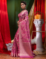 HOUSE OF BEGUM Georgette Saree Megenta With Meena Work with Blouse Piece-3