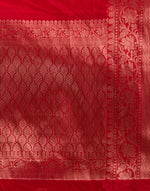 HOUSE OF BEGUM Organza Saree Red With Rose Gold Zari with Blouse Piece-6